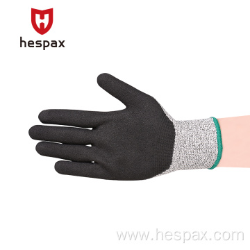Hespax Durable Nitrile Men Black Glove Automotive OEM